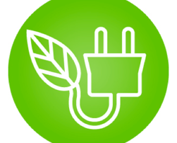 plug with a leaf on the end symbolizing green energy